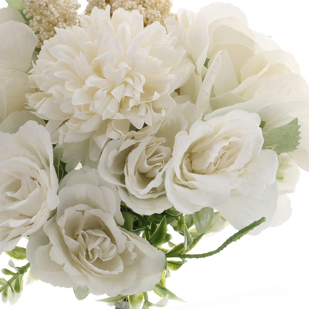Living and Home White Artificial Mixed Flowers Bouquet 20cm Image 3