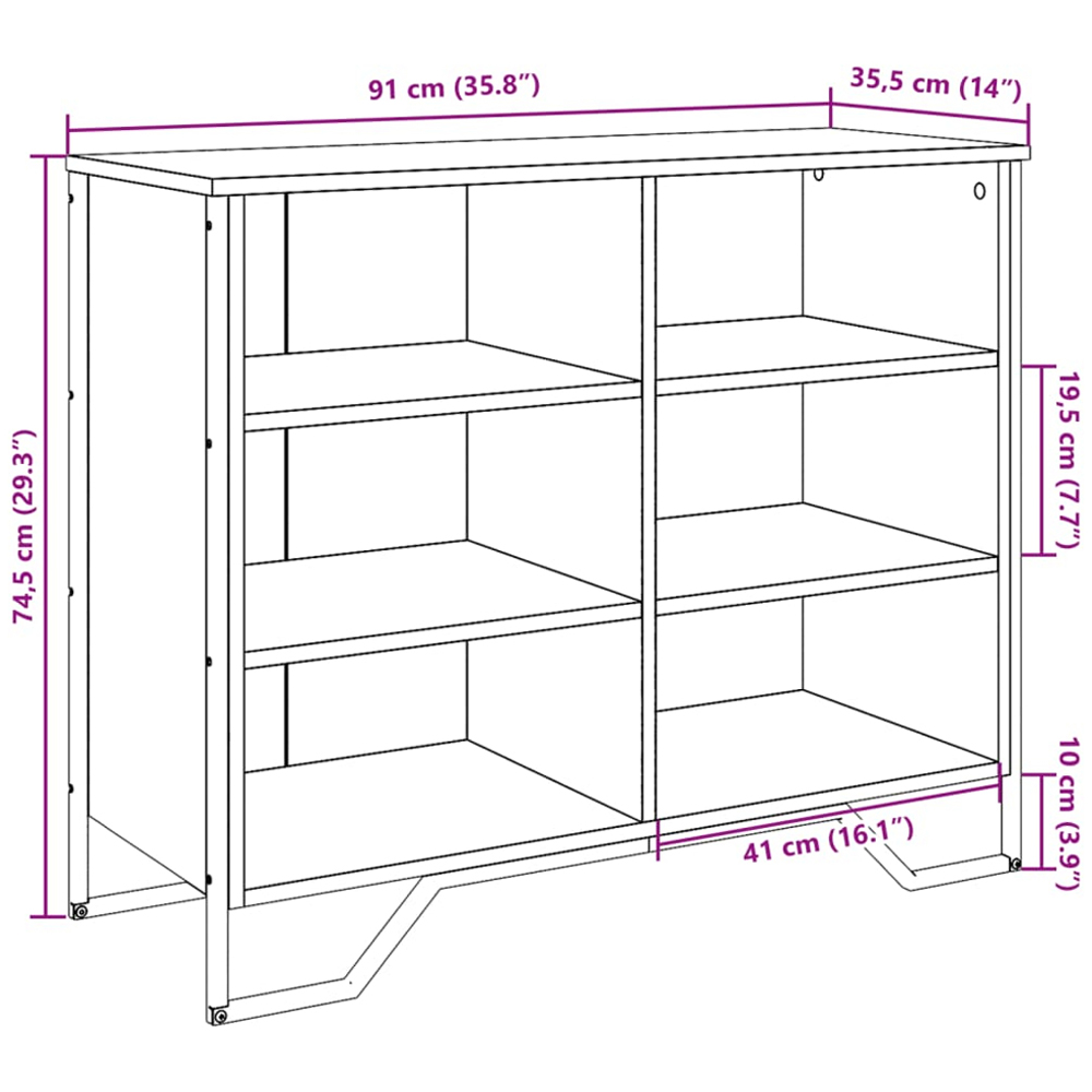 vidaXL 6 Shelf Smoked Oak Sideboard Image 9