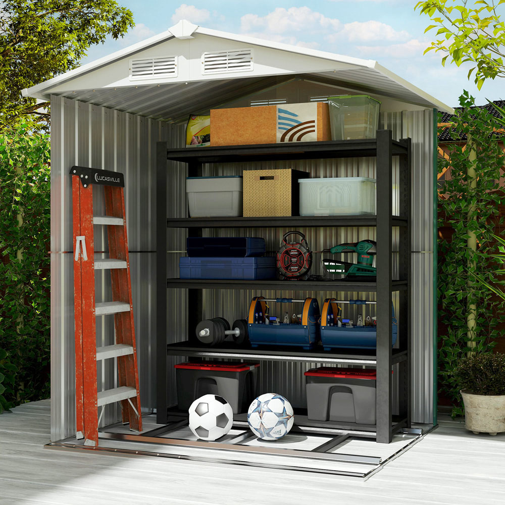 Outsunny 3.6 x 4.5ft Green Metal Apex Garden Tool Shed Image 4