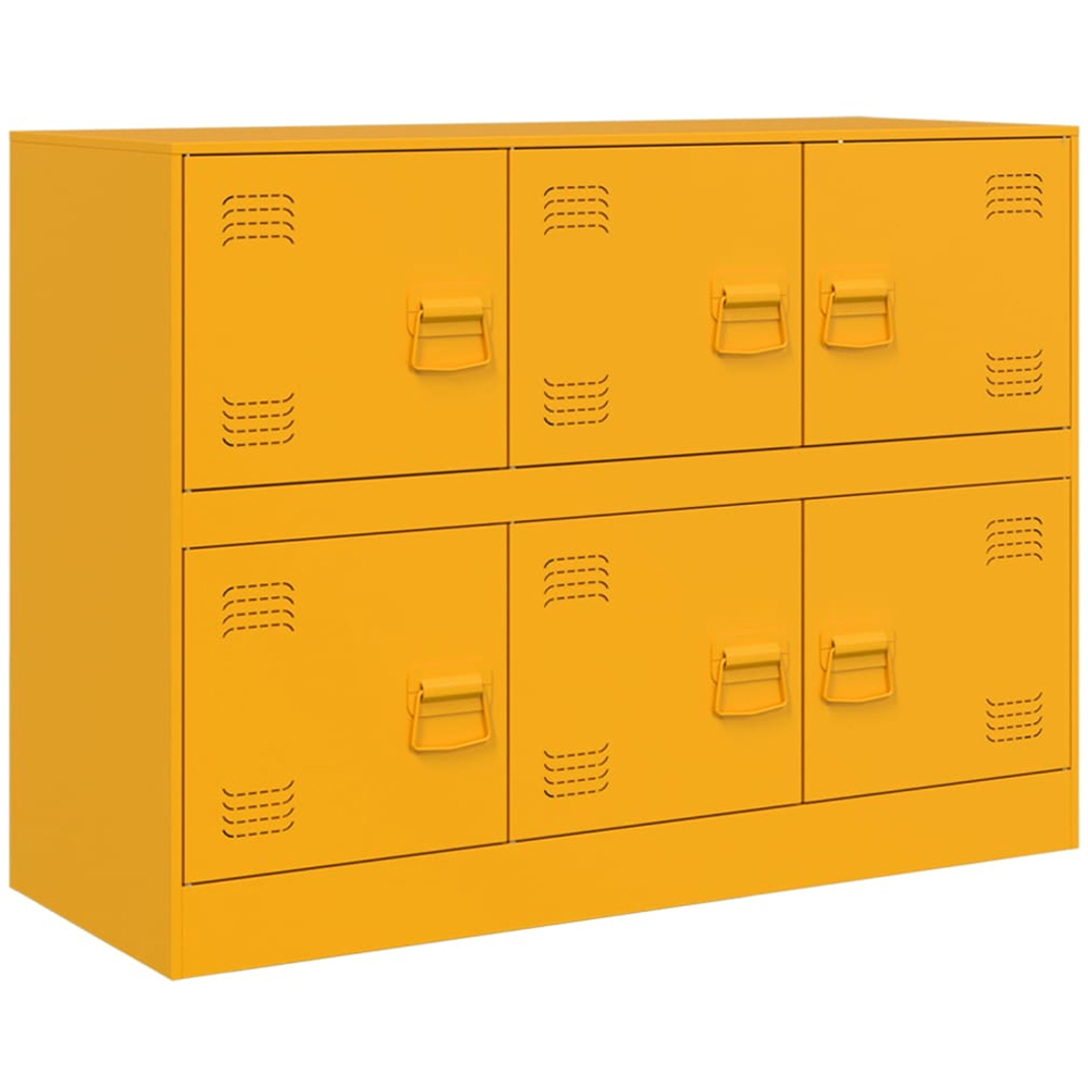 vidaXL 6 Door Mustard Yellow Metal Sideboard Image 2