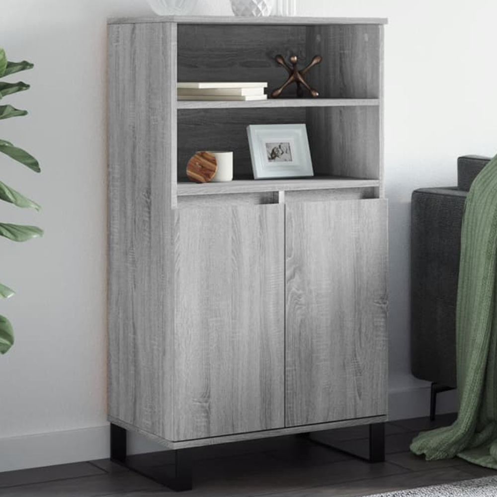 vidaXL 2 Door 2 Shelf Grey Sonoma Highboard Image 1