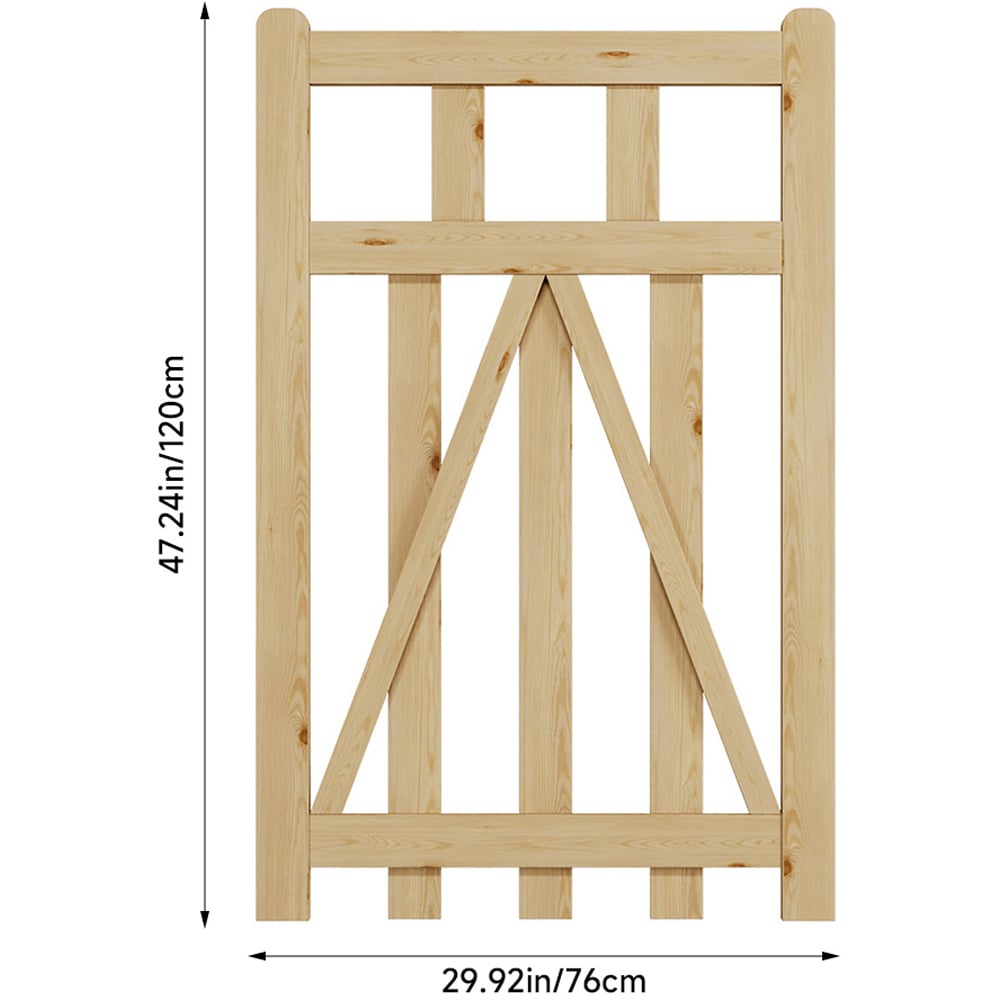 Outdoor Triangular Support Wooden Nature Garden Fence Door, 120 x 76 x 2.5cm Image 8
