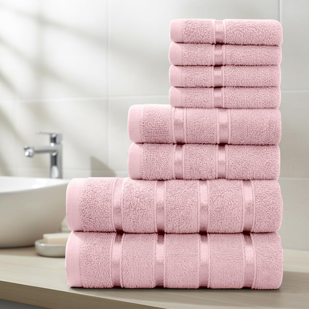 Smart Living Boston 8 Piece Pink Towel Bale Set Image 2