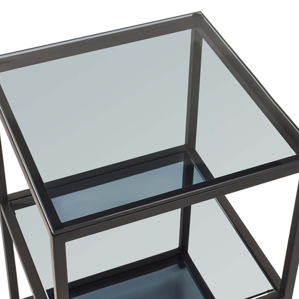 Julian Bowen Chicago 2 Shelf Smoked Glass Tall Narrow Side Table Image 4