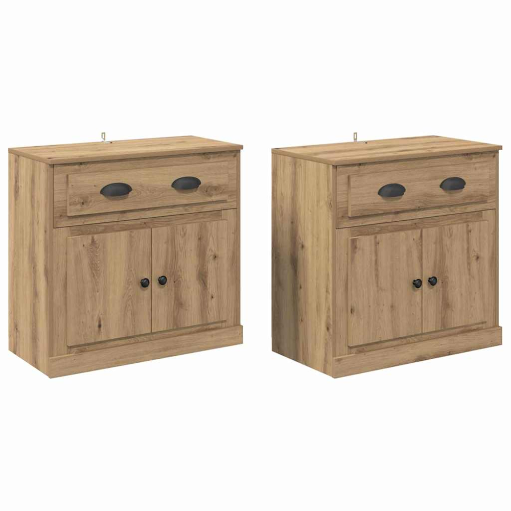 vidaXL 2 Door Single Drawer Artisan Oak Modern Sideboard Set of 2 Image 2