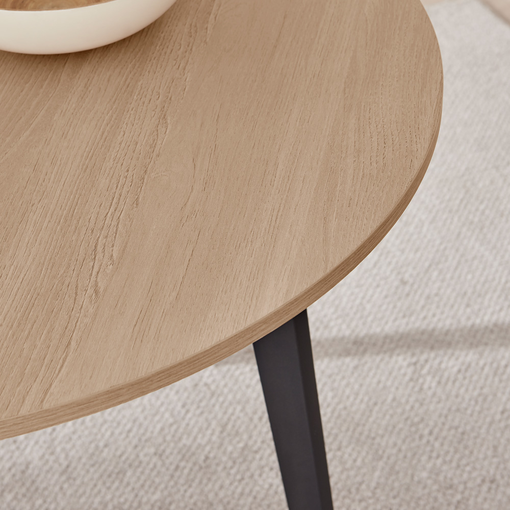 Furniturebox Kimmi 4 Seater Round Dining Table Oak Wood and Black Image 2