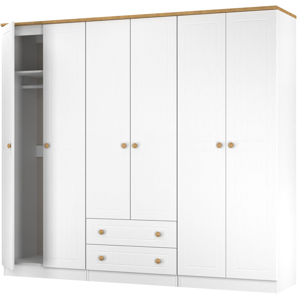 Crowndale Warwick 6 Door 2 Drawer White Ash and Modern Oak Wardrobe Ready Assembled Image 4