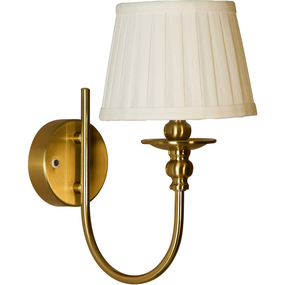 Lighting Collection Pleated Fabric Shade Gold Rechargeable LED Wall Lamp Image 1
