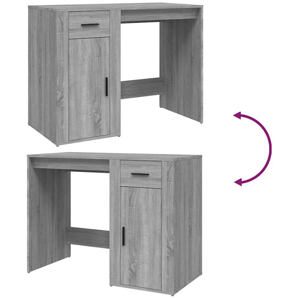 vidaXL Single Door Single Drawer Computer Desk Grey Sonoma Image 7