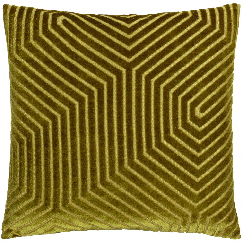 Paoletti Christmas Evoke Olive Cut Velvet Cushion 45 x 45cm Image 1