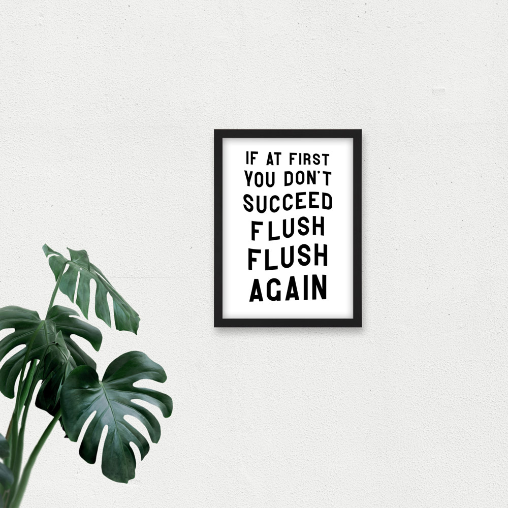 Artery8 Flush Again Funny Toilet Sign Framed Wall Art Print 21 x 29.7cm Image 3