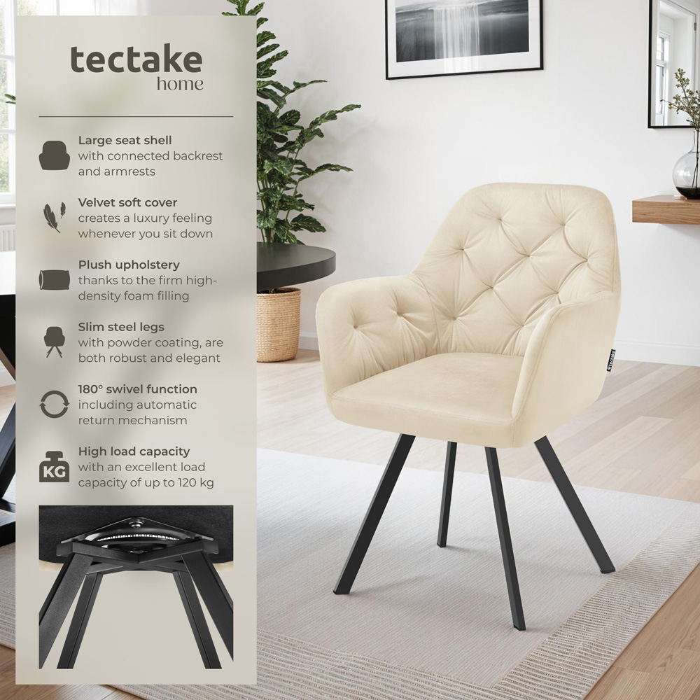 tectake Lucia Cream Quilted Armchair Image 3