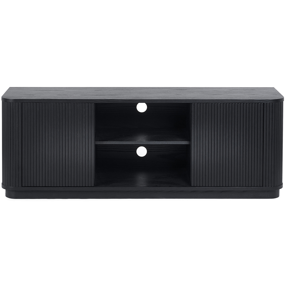 Julian Bowen Louis 2 Door 2 Shelf Black Fluted TV Unit Image 3
