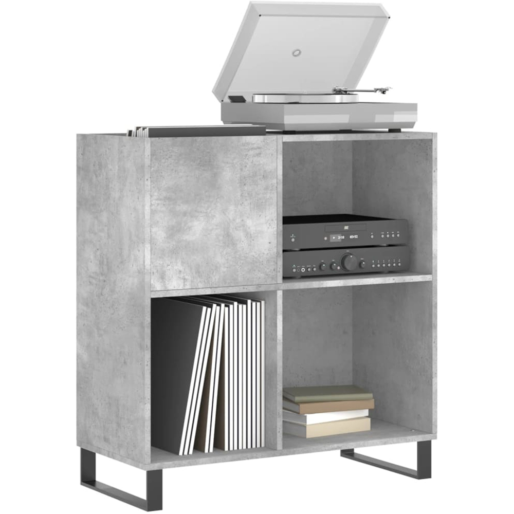 vidaXL 3 Shelf Concrete Grey Square Record Cabinet Image 3