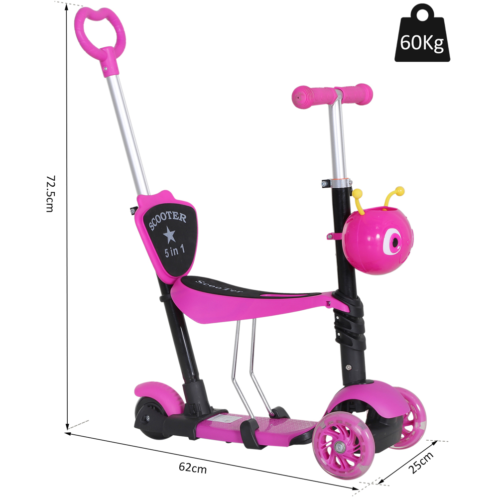 Tommy Toys 5 in 1 Pink Kids Kick Scooter Image 5