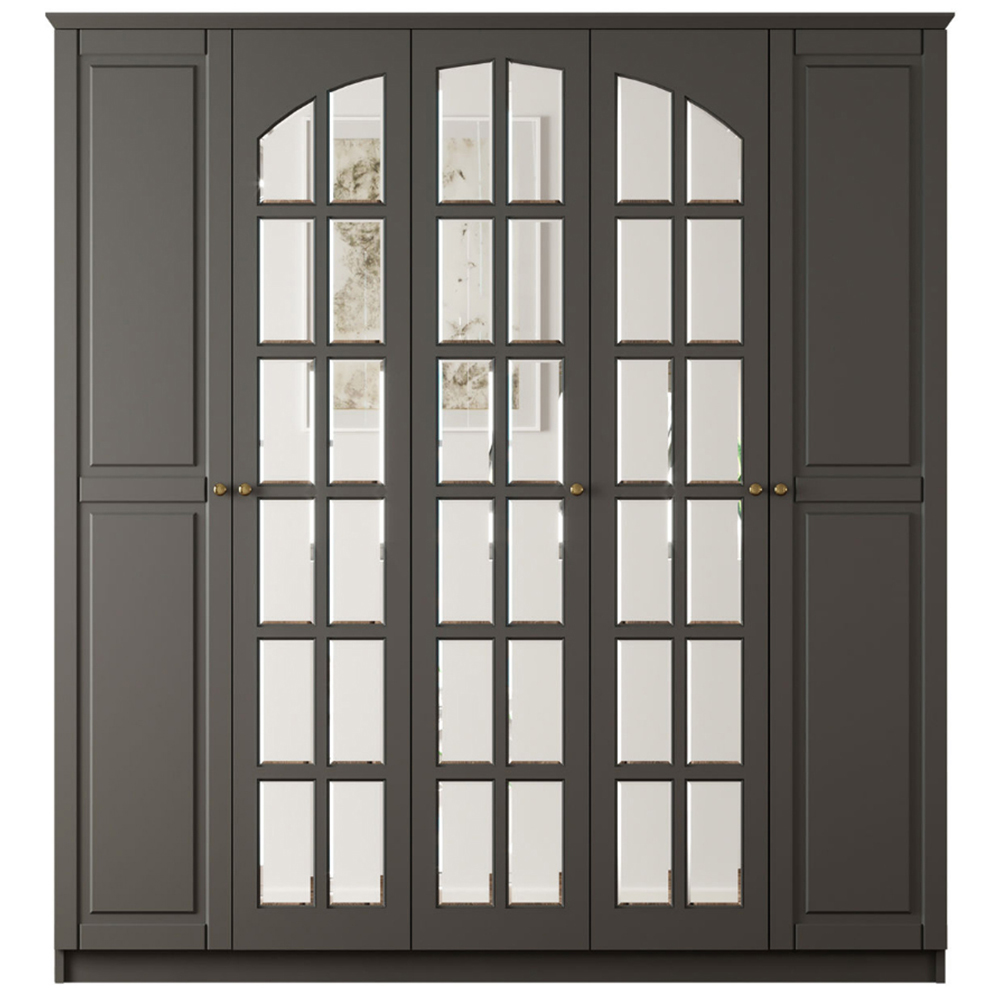 Evu MAISON 5 Door Anthracite XL Mirrored Wardrobe Image 3