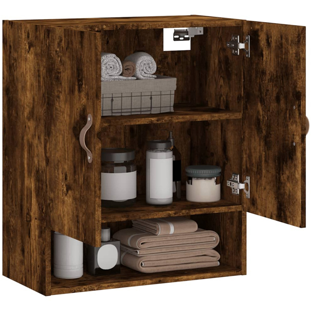 vidaXL 2 Door Single Shelf Smoked Oak Wall Cabinet Image 4