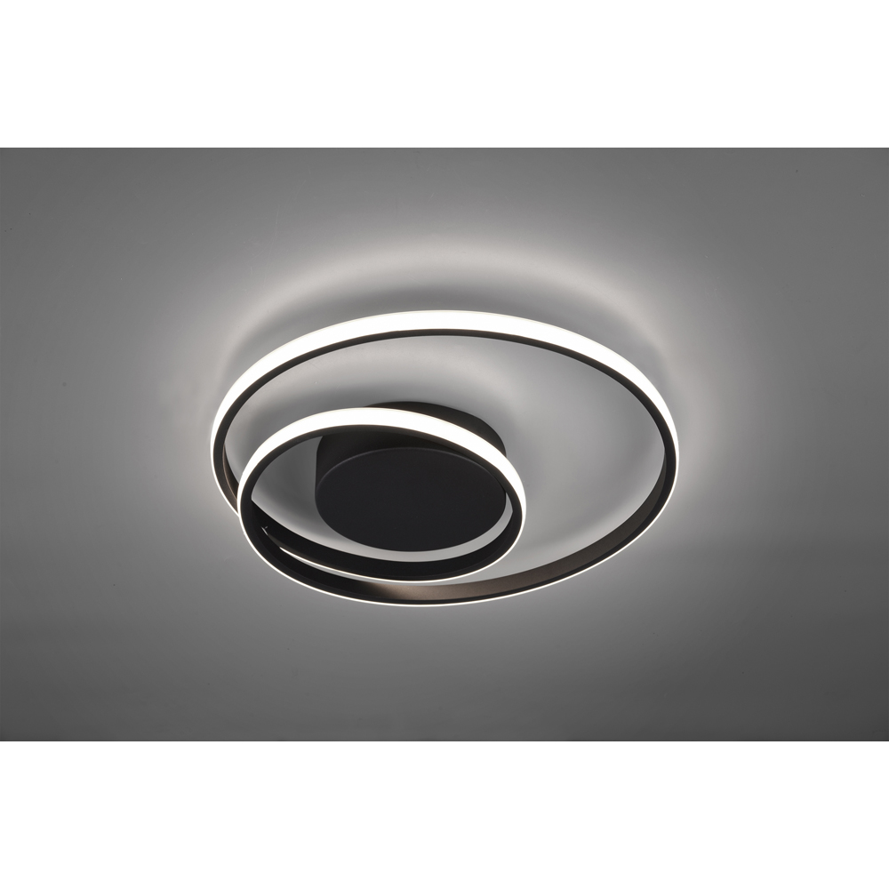 TRIO Zibal Black Matt Integrated LED Ceiling Light Image 2