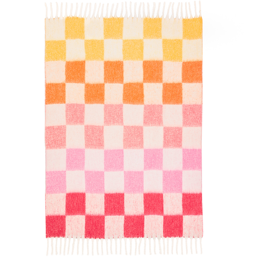 Furn Maisie Citrus Blush Checked Tasselled Throw 130 x 180cm Image 4