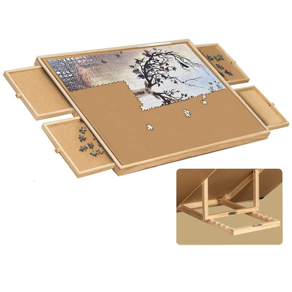 Gr8 Home 4 Drawer Adjustable Wooden Jigsaw Puzzle Table Image 3