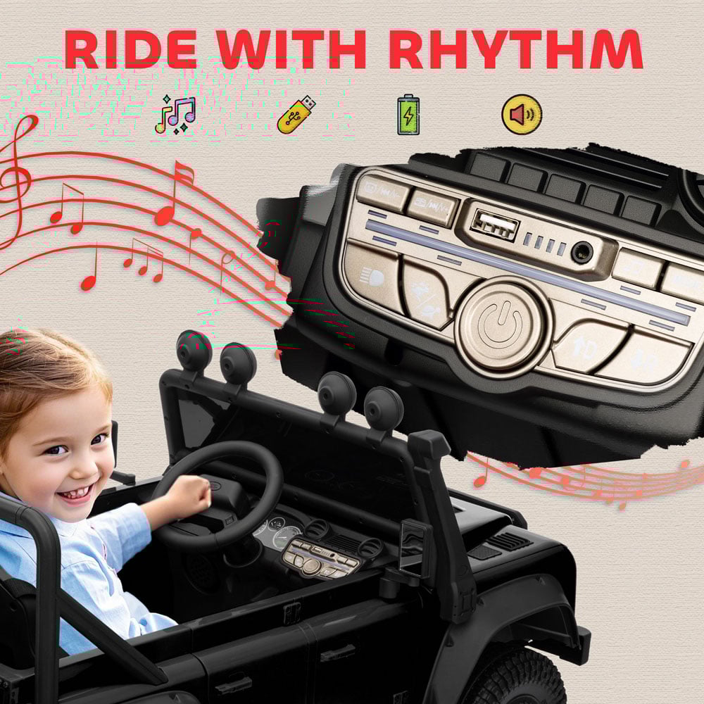 Tommy Toys Black Land Rover Defender Kids Electric Ride On Car with Remote 12V Image 3