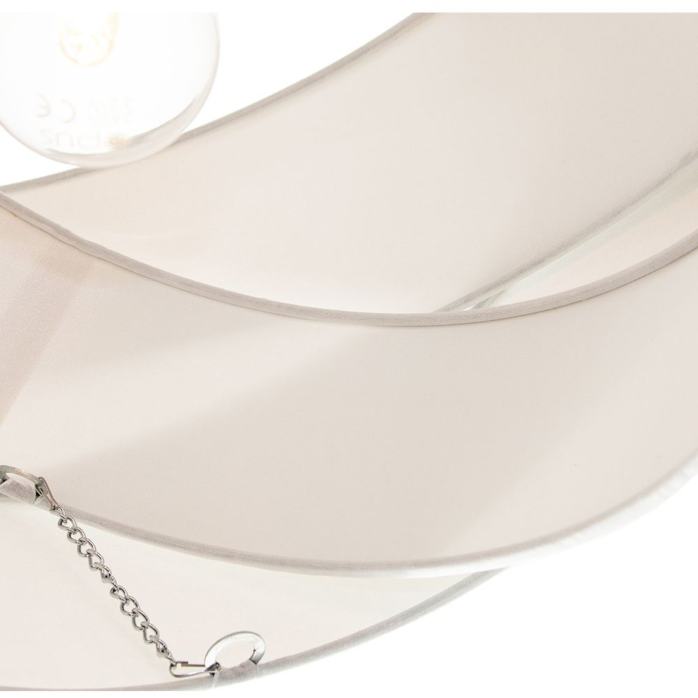 Happy Homewares Modern Triple Ring White Cotton Fabric and Satin Inner Pendant Shade Image 3