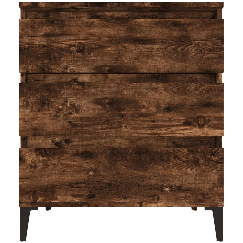 vidaXL 3 Drawer Smoked Oak Wide Sideboard with Metal Legs Image 5