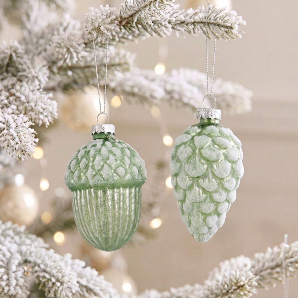 Sage Green Frosted Pinecone or Acorn - Sage Image 4