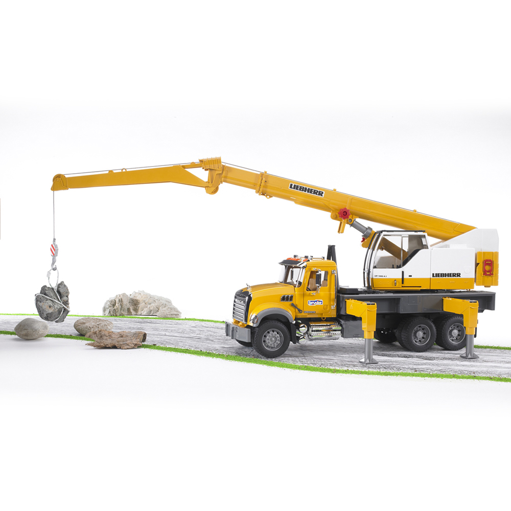 Bruder Kids MACK Granite Liebherr Crane Truck Playset Model Image 5