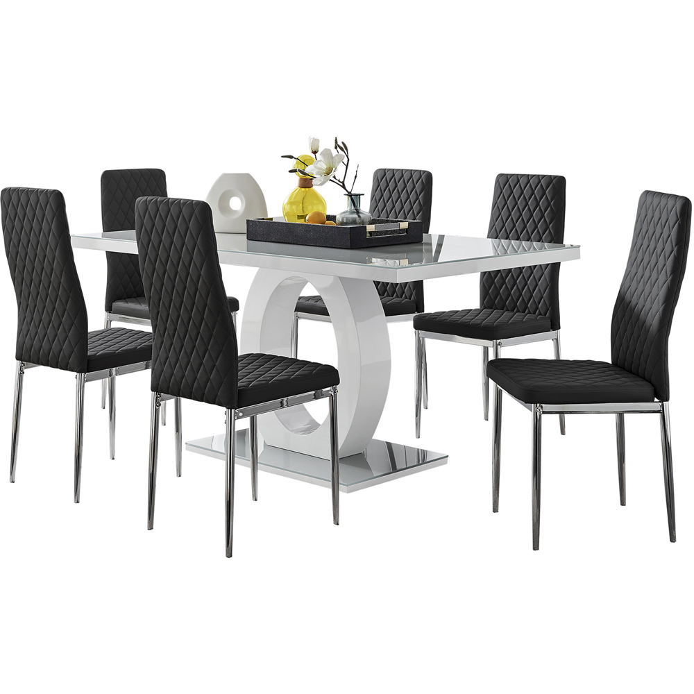 Furniturebox Lucia Valera 6 Seater Dining Set Black Gloss and Chrome Image 2