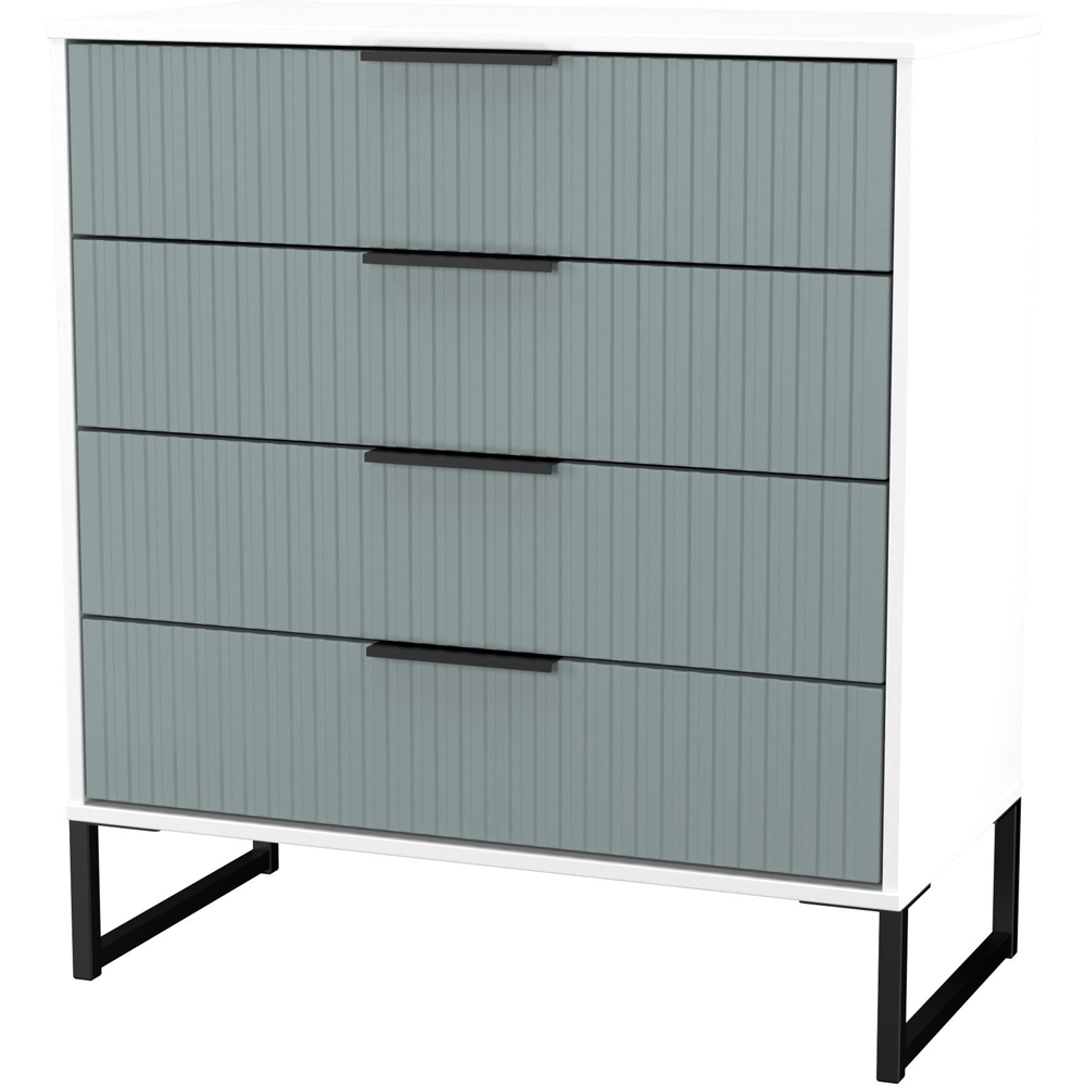 Crowndale Fluted 4 Drawer Duck and White Matt Chest of Drawers Ready Assembled Image 4