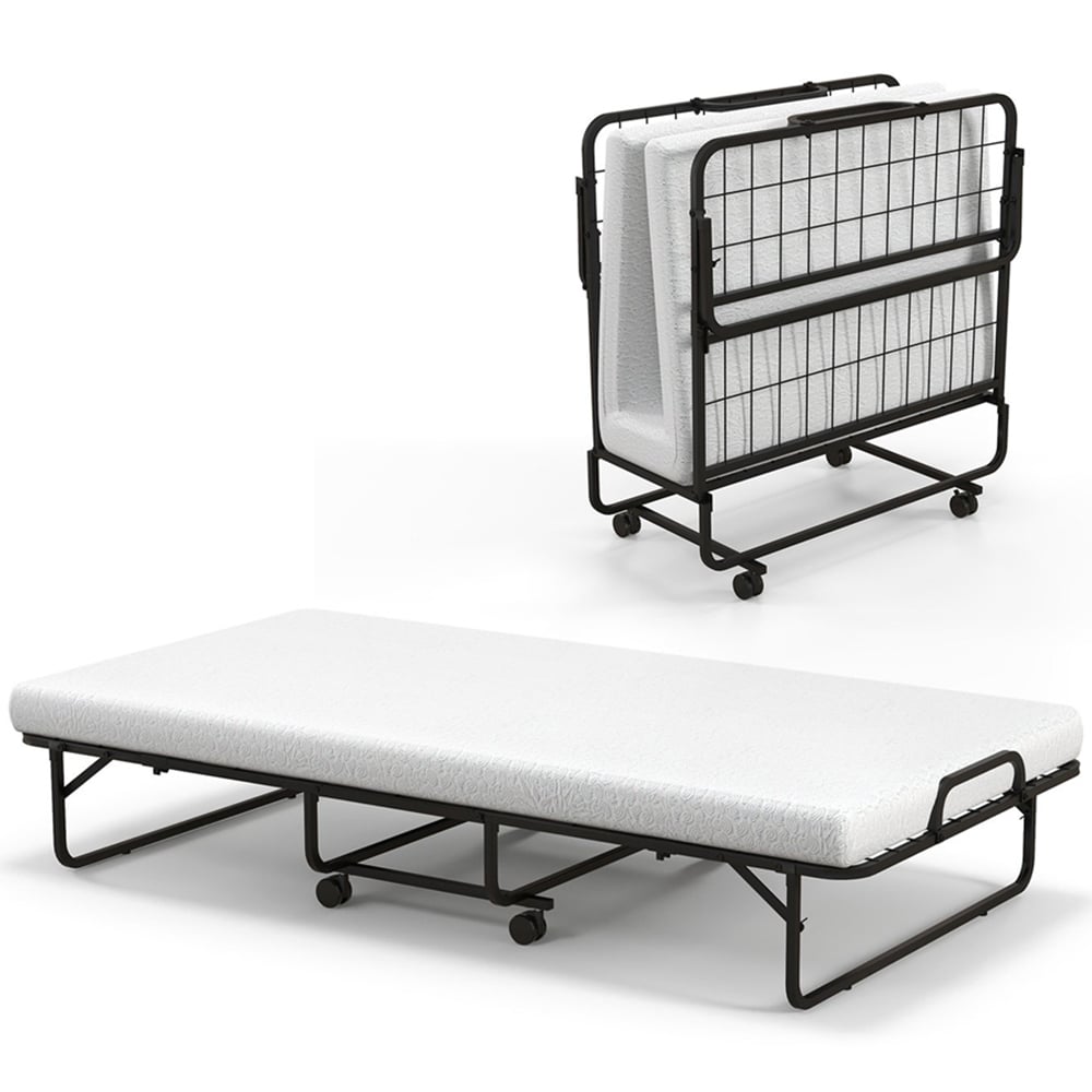 Costway Single Black Folding Bed with Mattress  Image 2