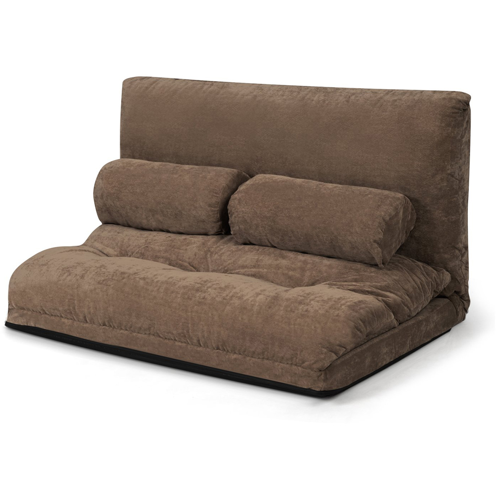 Costway Coffee Convertible Floor Sofa Bed with Waist Pillows Image 2