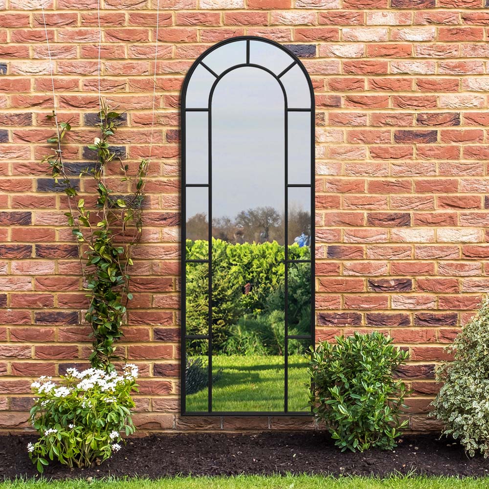 MirrorOutlet The Arcus Black Framed Arched Leaner Garden Wall Mirror 170 x 60cm Image 5