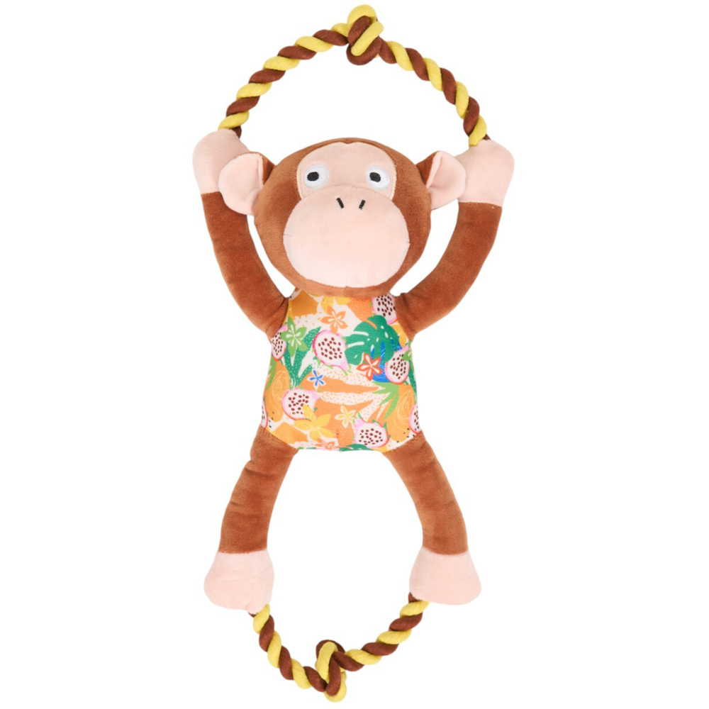 Jungle Fruits Monkey Tug Dog Toy Brown Image 1