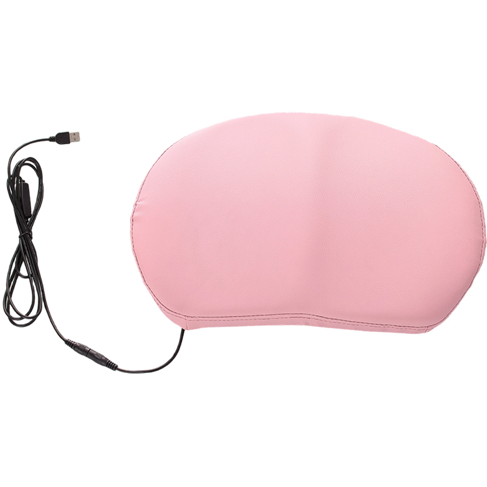 Living and Home White and Pink Cat Ear Design Gaming Chair with Massage Lumbar Pillow Image 8