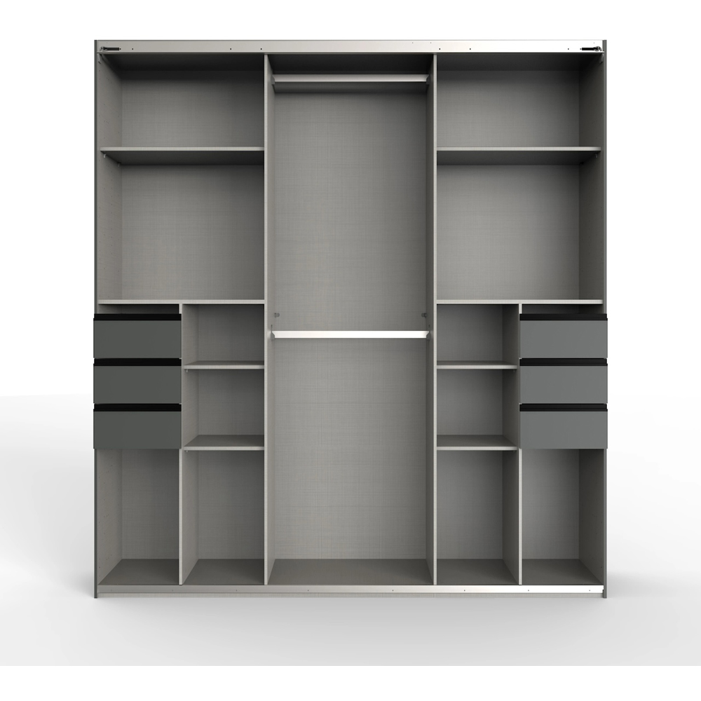 TJ'S Divac 3 Sliding Door 6 Drawer Graphite Black Glass Wardrobe Image 4