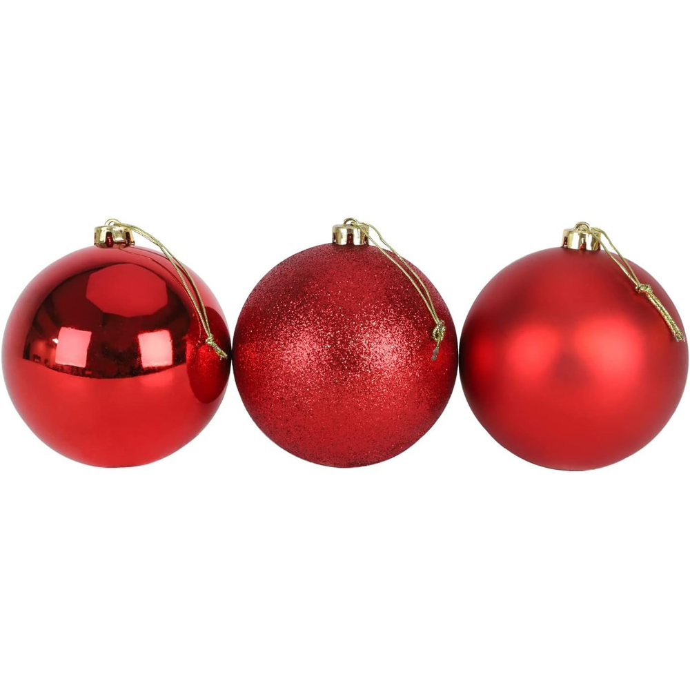 Shatchi 15cm Red Shatterproof Christmas Bauble 3 Pack Image 3