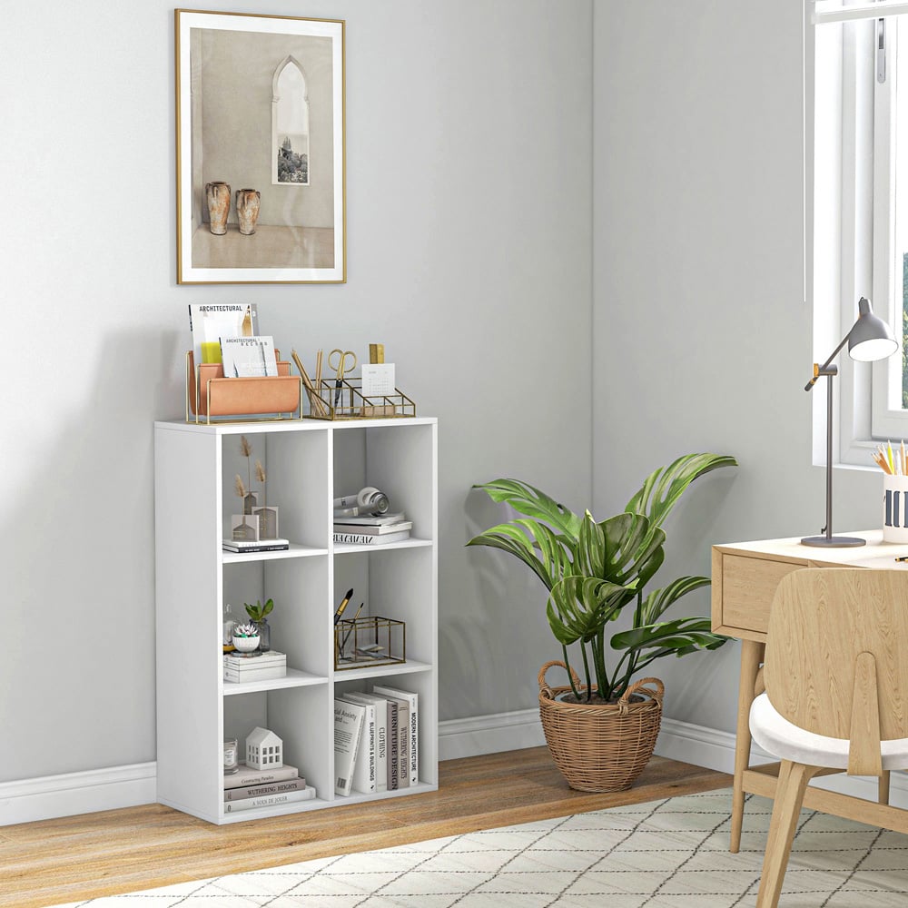 HOMCOM 6 Cube White Bookshelf Image 7