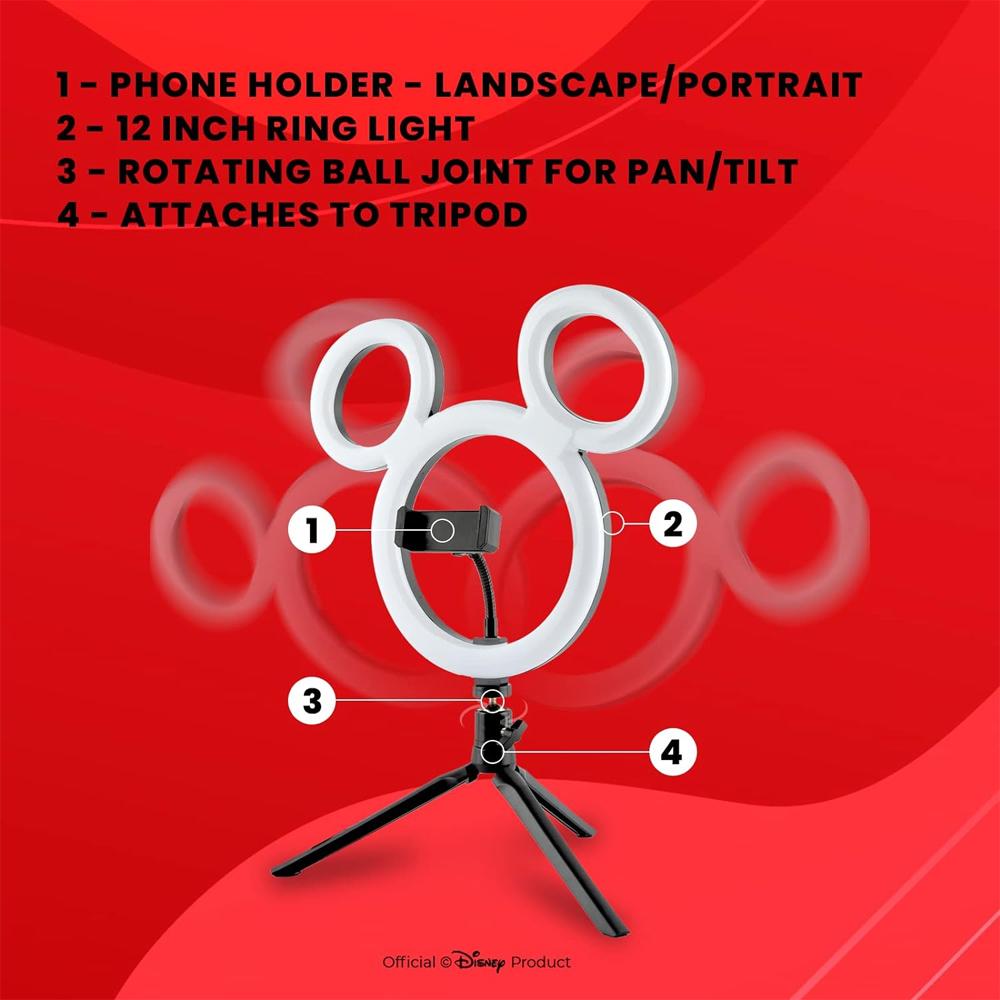 Disney Mickey Mouse Selfie Ring Light with Table Tripod Image 3