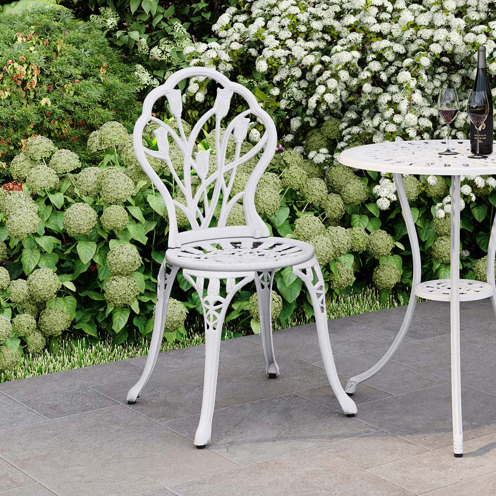Charles Bentley Tulip Aluminium 2 Seater Cast Bistro Set White Image 8