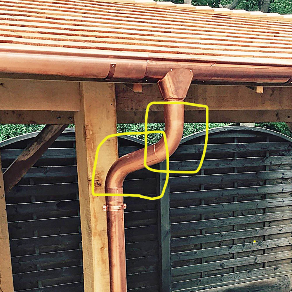 Metal Gutta 72 Degree Bend Copper Downpipe Image 2
