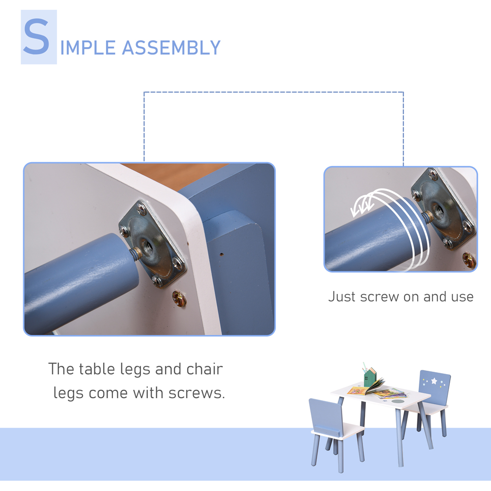 Playful Haven 3 Piece Blue Kids Table and Chair Set Image 4