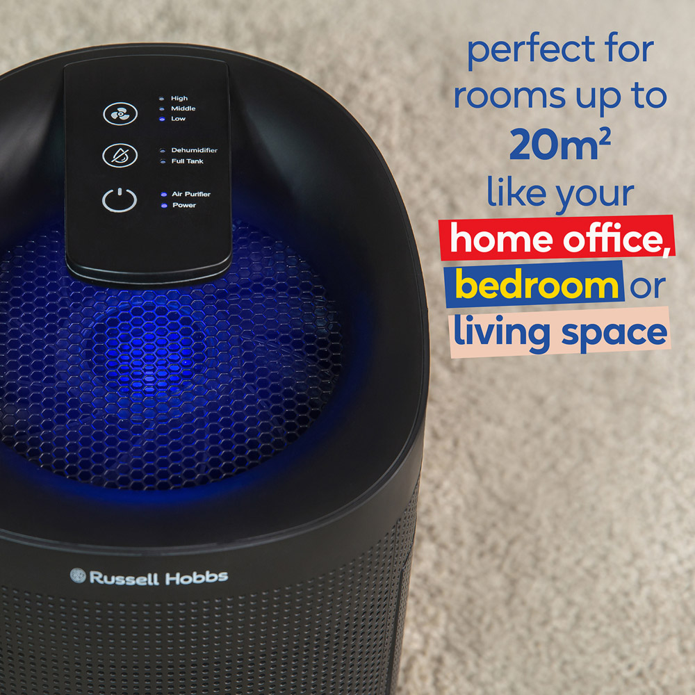 Russell Hobbs Fresh Air Pro Black Compact Dehumidifier and Air Purifier 1L Image 3