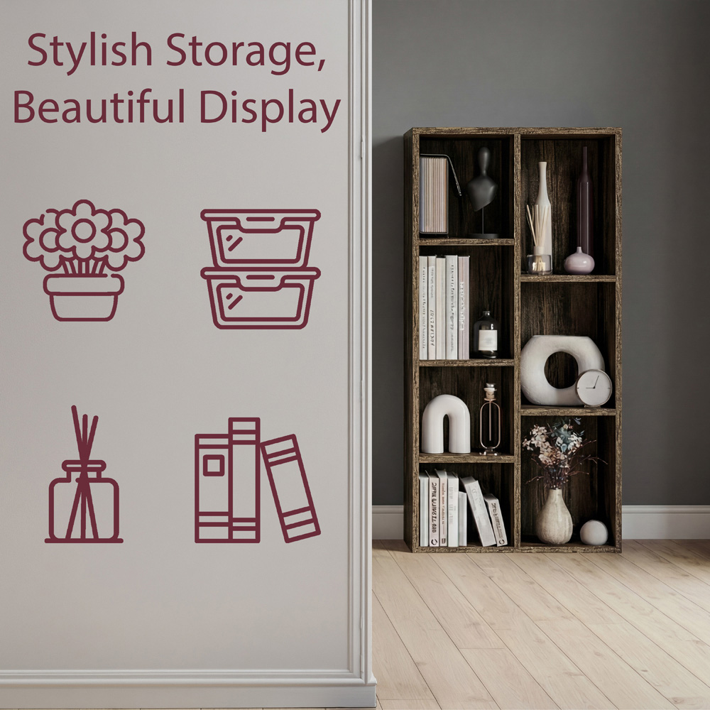 VIDA DESIGNS 7 Shelf Dark Wood Cube Storage Unit Image 6