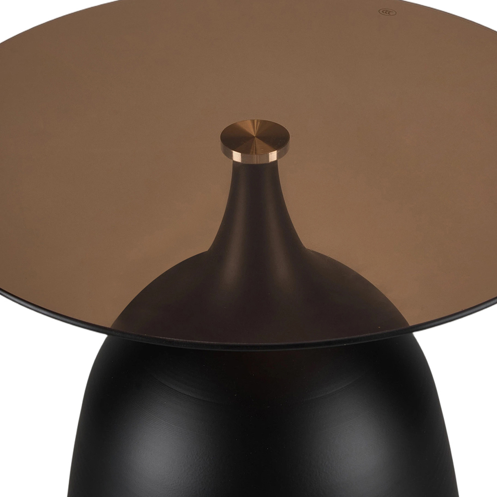 Living and Home Black Round Glass Bell Shaped Base Side Table Image 3