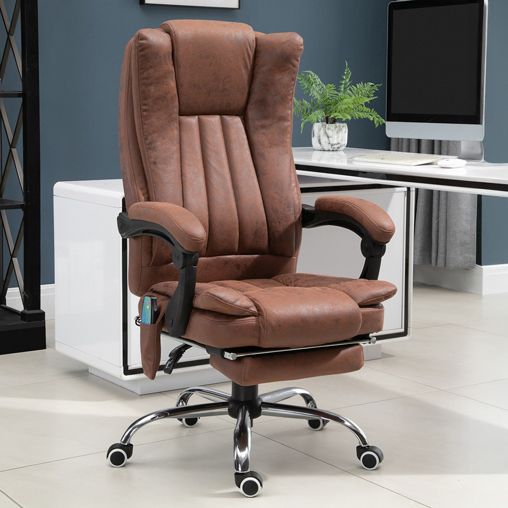 Portland Brown Vibration Massage and Heat High Back Office Chair Image 1