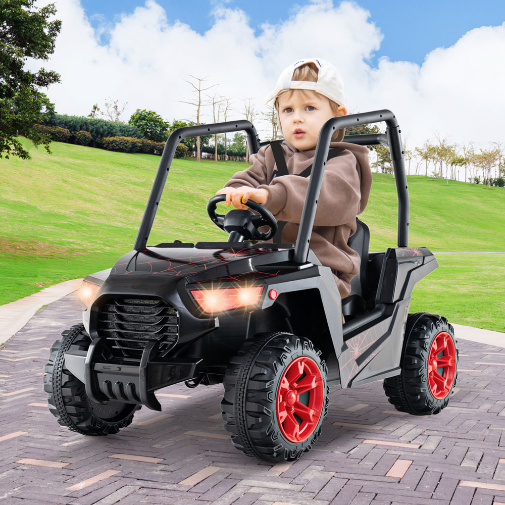 Costway Kids Black Ride On UTV Car with 3 Adjustable Speeds 24V Image 2