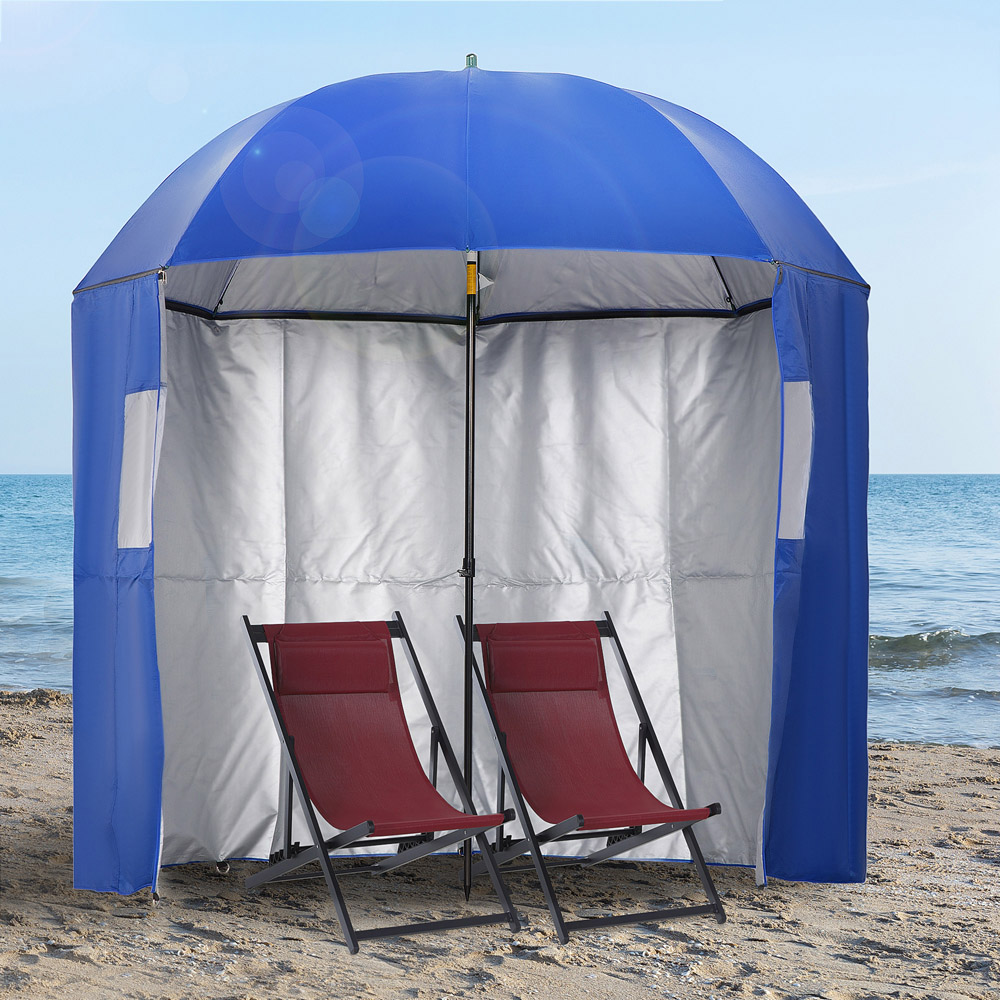 Outsunny Blue Parasol with Side Panel 2m Image 2
