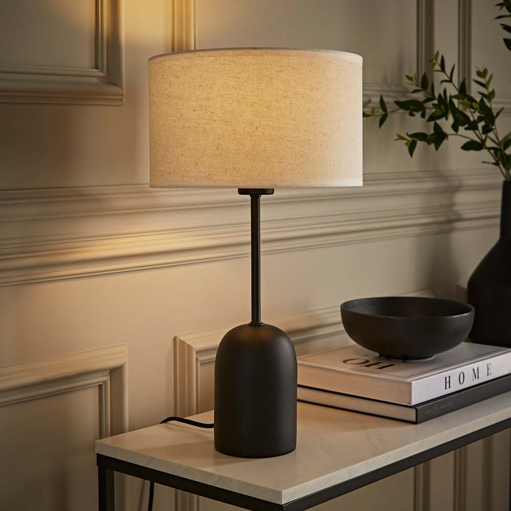 ValueLights Kaiden Natural Trim Linen Shade Dome Table Lamp Image 4